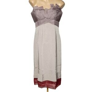 BCBGMAXAZRIA Runway Dress Womens 8 Gray Mauve Strapless Fairycore Whimsical